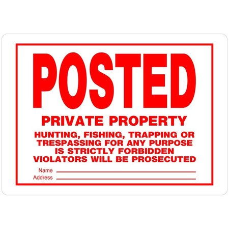 HILLMAN English White Private Property Sign 10 in. H X 14 in. W, 6PK 840159